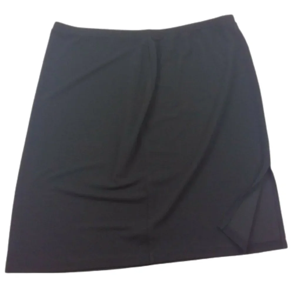 Susan Graver Pencil Skirt Pull-On Stretch Elastic Waist Career Business Black - Picture 4 of 6